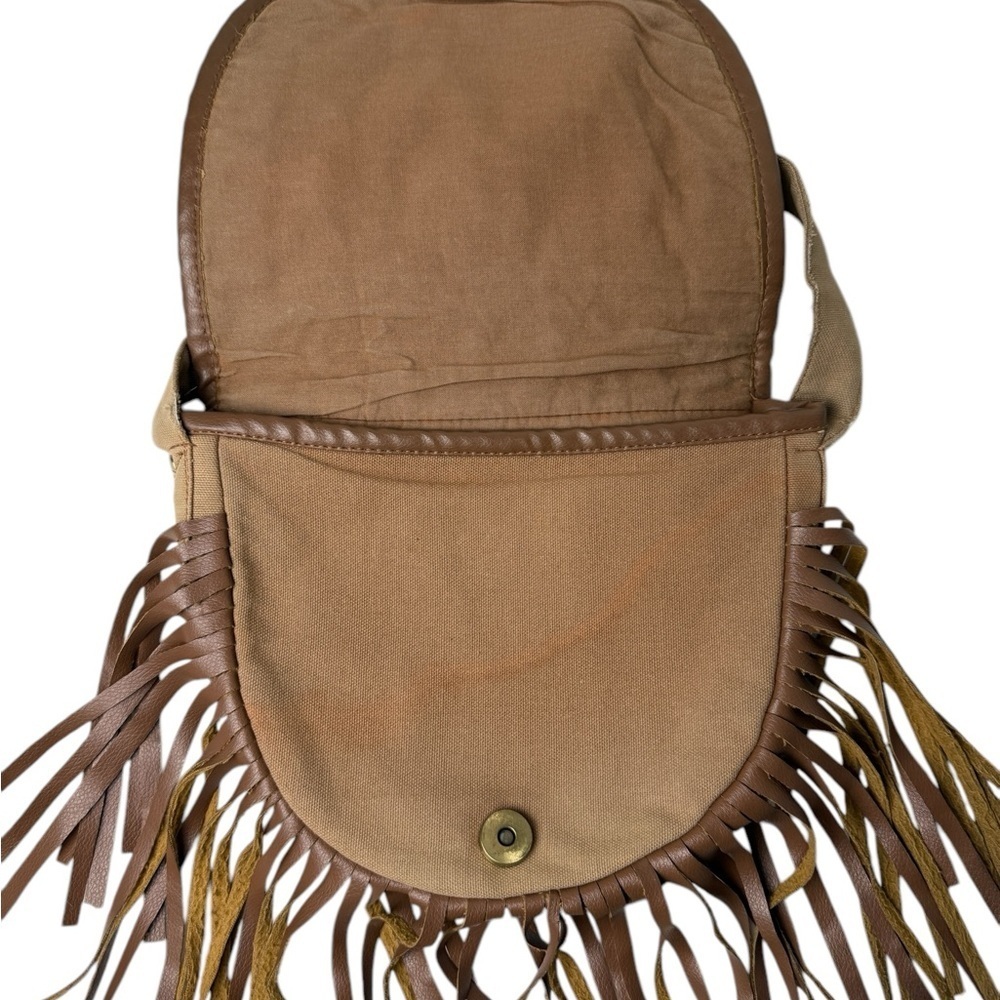 Beaded Fringe Crossbody Bag - Green turquoise and Brown 46” Strap Boho Country - Picture 5 of 12